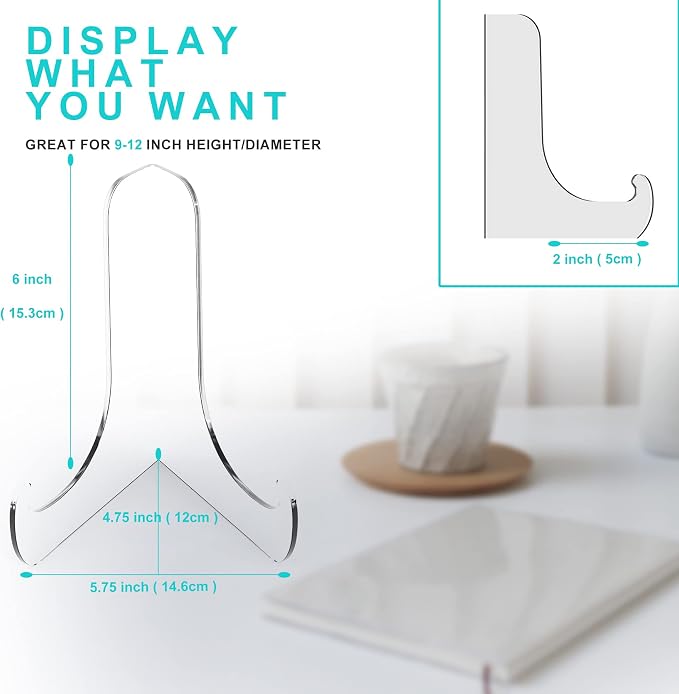 Boloyo 60-Degree Angle Acrylic Plate Display Stand, 6 Inch 5PC Clear Acrylic - Image 2