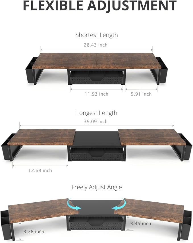 OPNICE Wood Desk Organizers and Accessories, Dual Monitor Stand Riser - Image 8