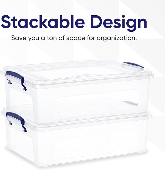 Superio Storage Bins with Lids, Stackable Totes, BPA Free, Odor Free, Organizer - Image 3