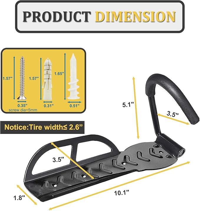 Garage Wall Mount Bike Rack 2 Pack Vertical Bicycle Hanging Hooks - Image 4
