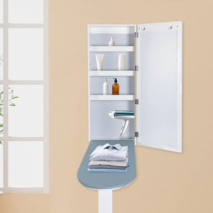 Wall Mounted Ironing Board Cabinet, Built-in Foldable Ironing Board & Folding - Image 5