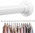 White Adjustable Closet Rod 18-48 Inches, Heavy Duty Metal Clothes Hanging Rod by Unknown