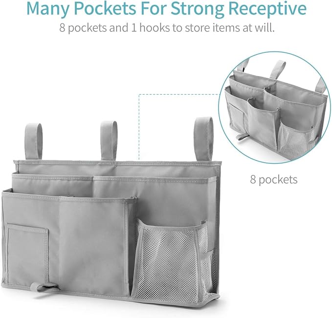 Bseash Bunk Bed Organizer, Bedside Caddy Hanging Bed Organizer Storage Bag 8 - Image 2