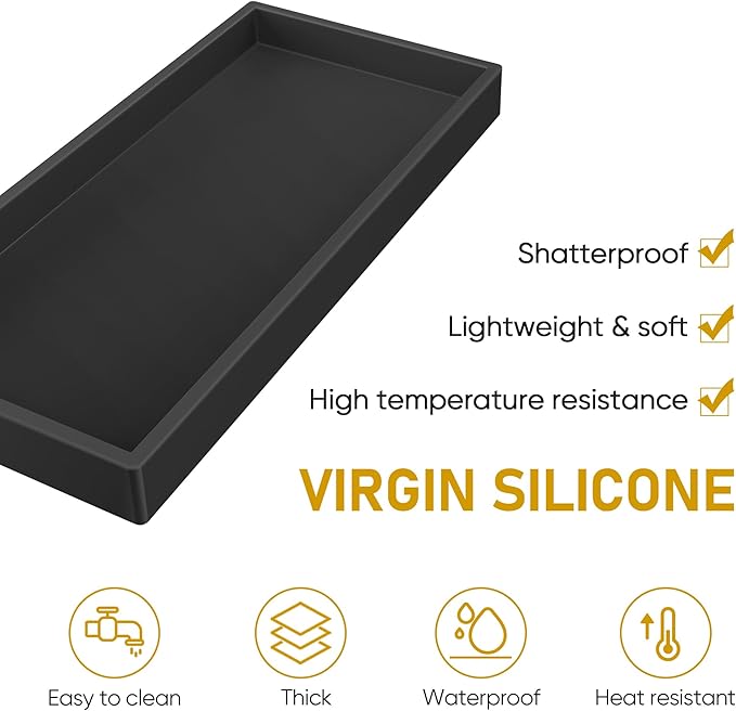 EG-SIPRO Silicone Bathroom Tray, Shatterproof, Rectangular, 10.6 x 5.1 Inches - Image 4