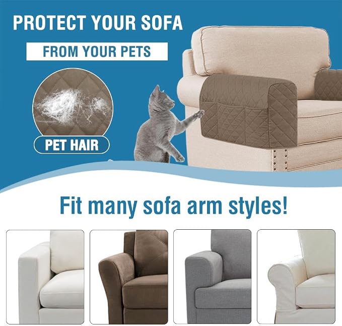 H.VERSAILTEX Couch Arm Covers Water Resistant Armrest Covers - Image 5