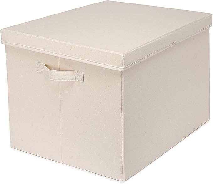 Foldable Storage Bins with Lids Cotton Canvas Rectangular Storage Box Ideal by YONBEN