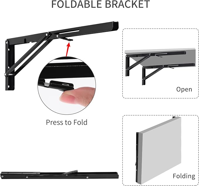 YUMORE Folding Shelf Brackets, 18 Inch Heavy Duty Collapsible Shelf Bracket - Image 2