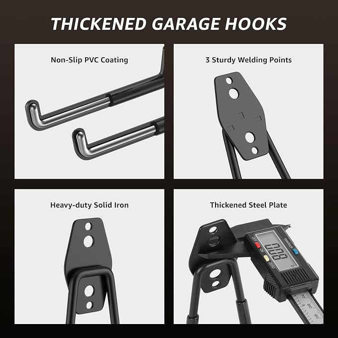 40 Pack Utility Steel Heavy Duty Wall Mount Garage Hooks, - Image 4