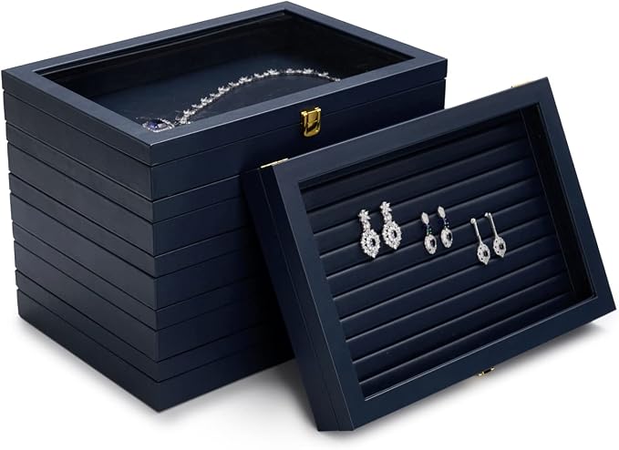 Oirlv Premium Blue Leather Flat Jewelry Tray - Image 7