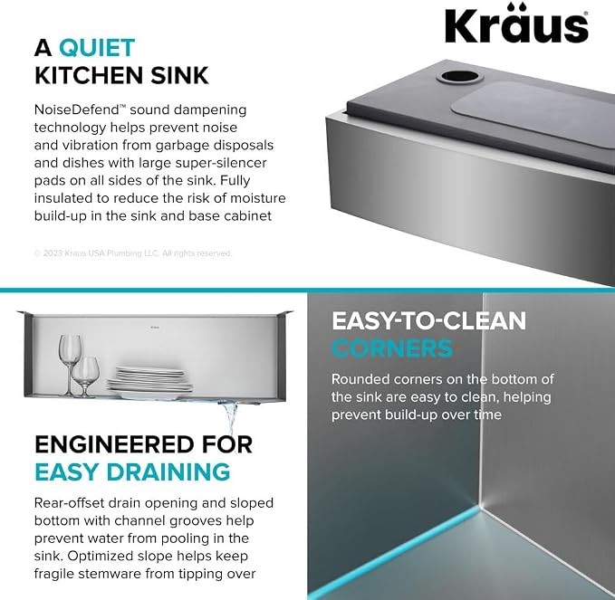 KRAUS Kore 36-Inch Modern Farmhouse Workstation 16 Gauge Single Bowl Stainless - Image 10