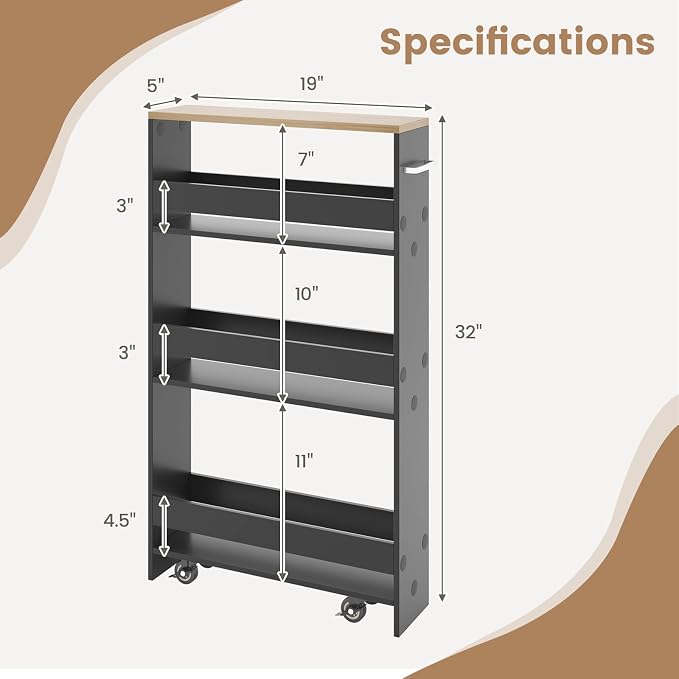 LOKO Slim Storage Cart, 4-Tier Rolling Cart - Image 5