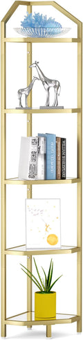 5-Tier Corner Shelf Stand, Bathroom Storage Rack Shelf, Plant Rack, Tempered by FunMemories