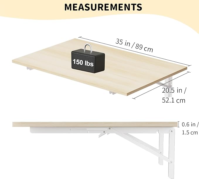 GOYLSER Fold Wall Mounted Table Folding Worktable, Addition to Garage/Home - Image 3