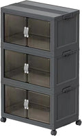 Stackable Storage Bins with Lids Open Front, 155Qt Large Plastic Foldable by ONAIL
