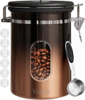 Veken Coffee Canister with Window, Airtight Stainless Steel Kitchen Food by Veken