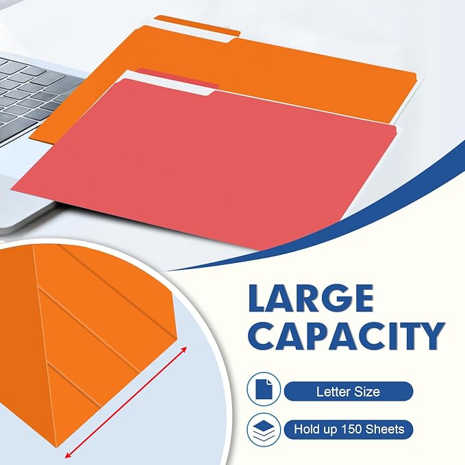 File Folder, PANDRI 220 Pack Colored File Folder, 1/3 Cut Tab, Letter Size - Image 5