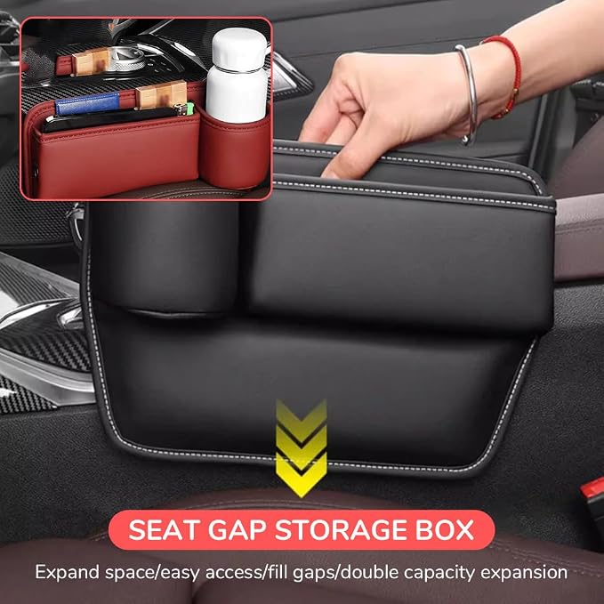 Car Leather Cup Holder Gap Bag, 2025 Upgrade Car Storage Box - Image 2