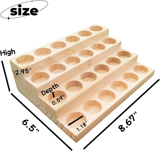 2 Pack Solid Wood Essential Oil Organizer 4 Layer Essential Oils Racks Tabletop - Image 2