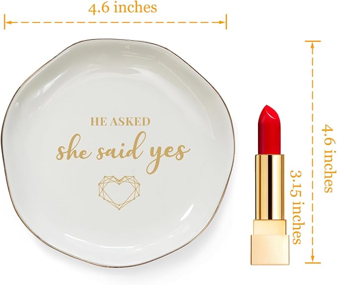 HOME SMILE He Asked and She Said Yes Ring Dish-Wedding Engagement Gifts - Image 5