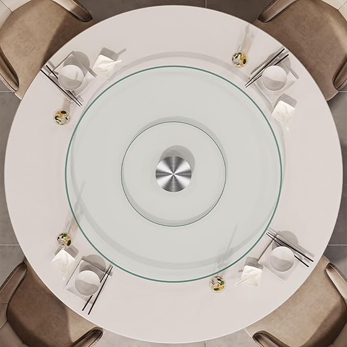 18.9 inch Glass Turntable Dining Table Large Lazy Susan Round Serving Plate - Image 2