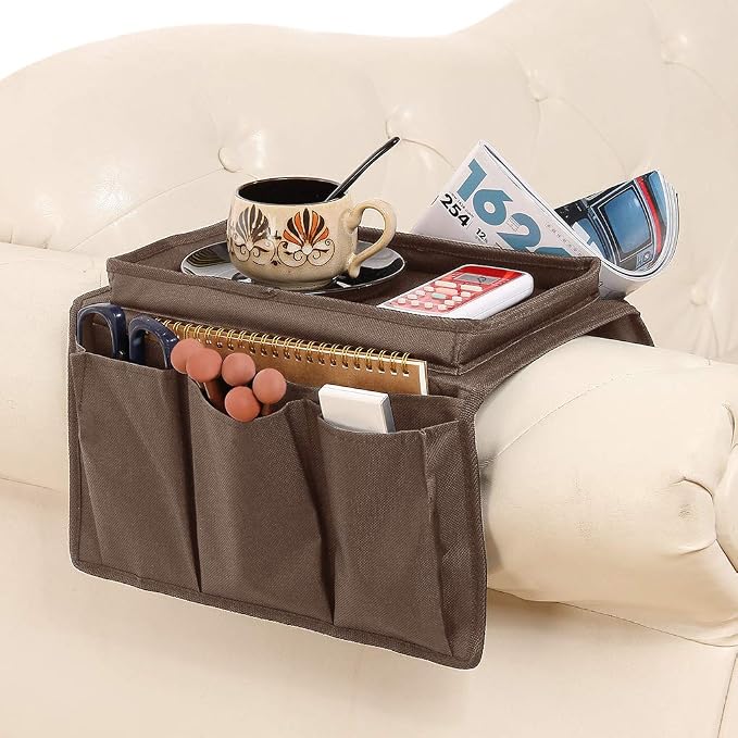 Sofa Armrest Organizer with Cup Holder Tray Chair Arm TV Remote Holder by Holiberty