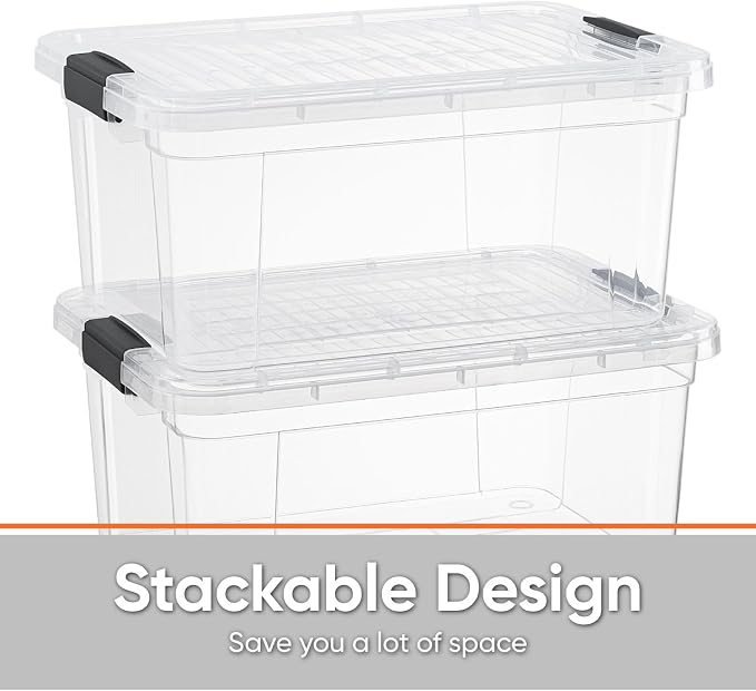 Superio Storage Bins with Lids- 6 Pack, 6.6 Qt Clear Boxes - Image 3