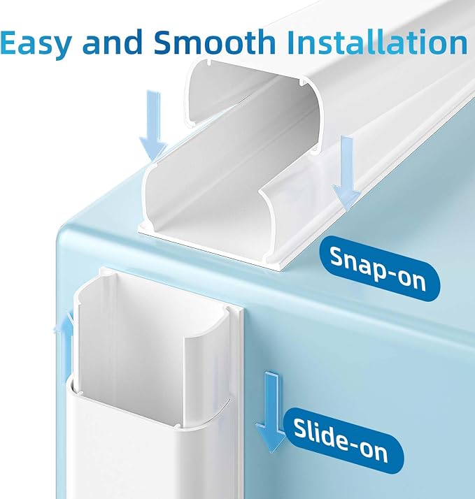 Yecaye 235in Wall Cord Hider for 3-4 Cords, On-Wall Cord Cover Channel - Image 5