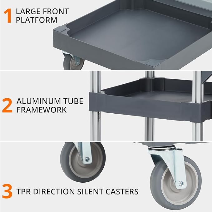 3 - Shelf Heavy - Duty Commercial Janitorial Cart - 16 - Gallon Trash Bag - Image 4