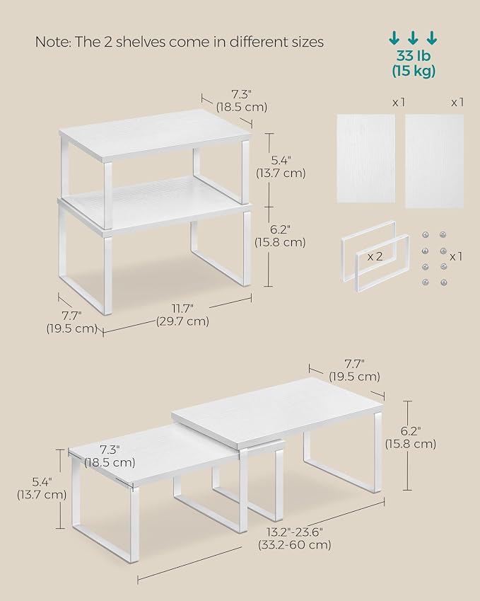 SONGMICS Cabinet Organizer Shelf, Kitchen Storage, Spice Rack, Expandable - Image 3