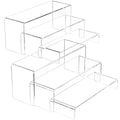 NIUBEE Acrylic Display Riser, 2 Set Clear Rectangular Stands by NIUBEE