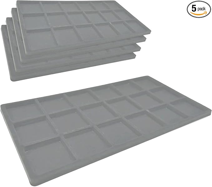 Novel Box 5 Pack 18-Slot Gray Liner Jewelry Storage Tray Inserts 14.75x8.25x1 by NovelBoxCompanyLtd