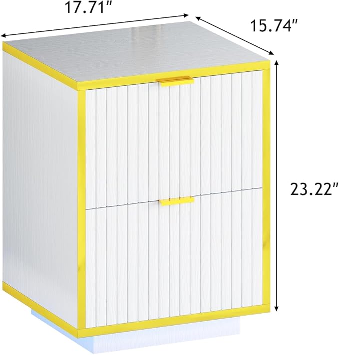 Fluted Nightstand Set of 2, Modern Floating Night Stand - Image 2