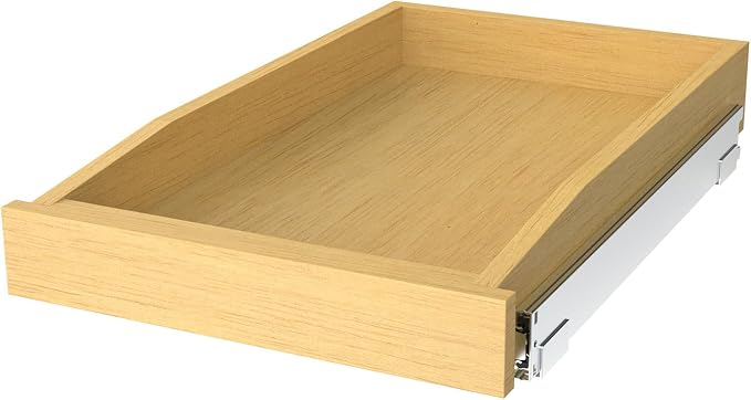 Wooden Pull out Cabinet Organizer 14" W x 21" D x 3.35" H, Heavy Duty Slide Out by Pulloutor