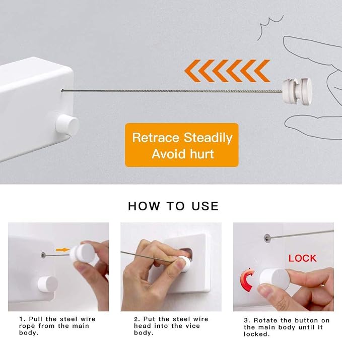 JOOM Retractable Clothesline Indoor Double Clothes Lines retracting | Heavy Duty - Image 3