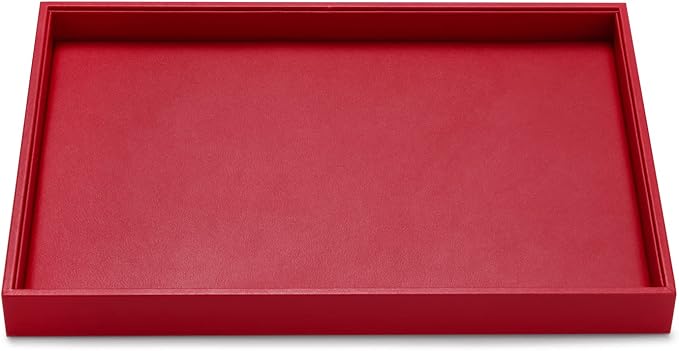 Oirlv Gorgeous Red Leather Jewelry Tray Flat Jewelry Display Tray Stackable by Oirlv