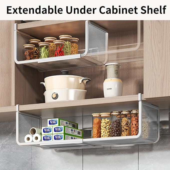 Expandable Under Shelf Basket Organizer, Under Shelf Storage, Hanging Baskets - Image 2