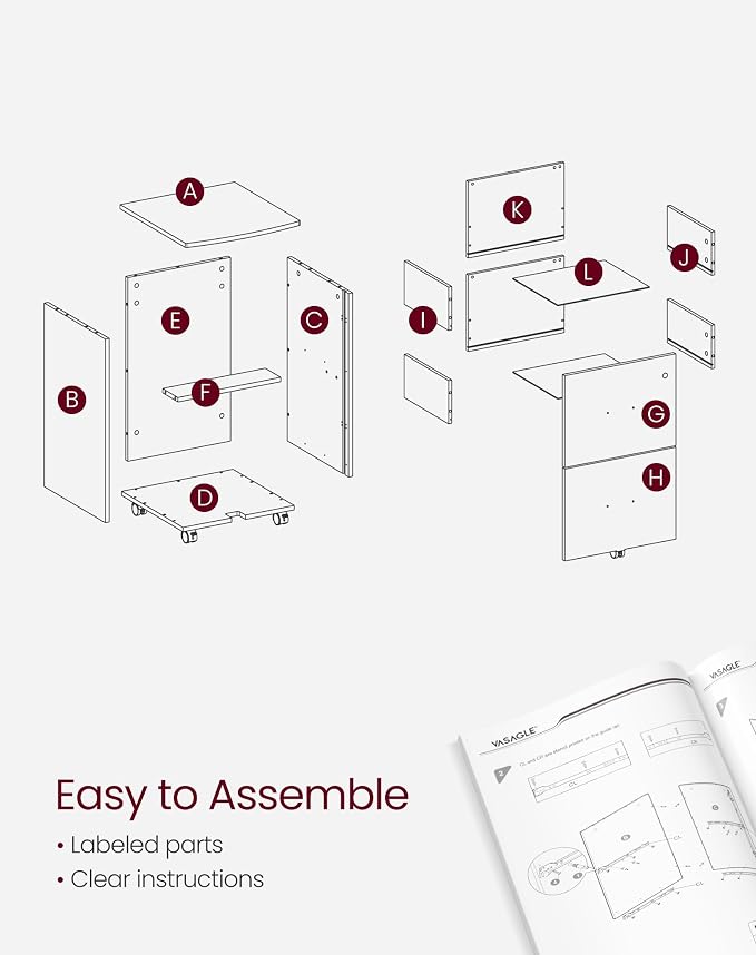 VASAGLE 2-Drawer File Cabinet, Locking Filing Cabinet - Image 4