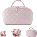 2026 Travel Makeup Bag for Women – 180° Lay-Flat Puffy Cosmetic Organizer by Unknown
