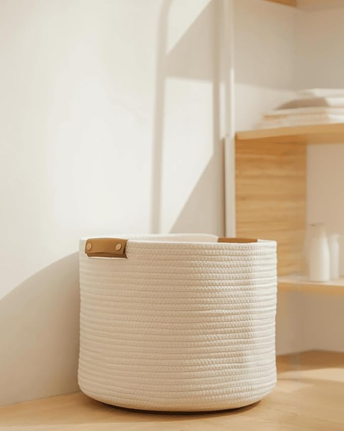 Large Cotton Woven Blanket Basket - Image 8