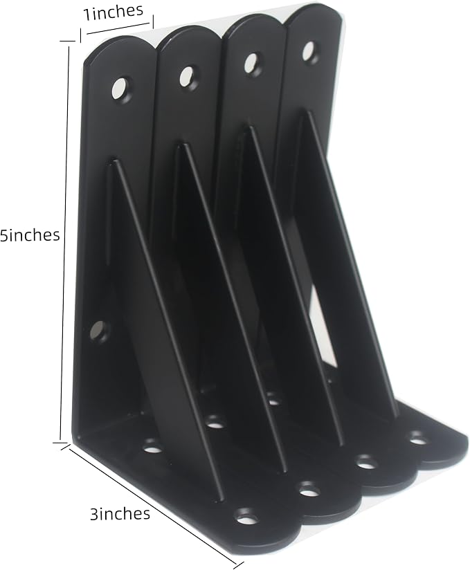 24 Pack L5 x H 3" Black Heavy Duty Shelf Brackets - Image 2