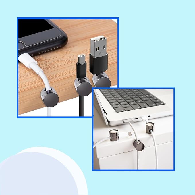 3 Sets Charger Cord Holder, Glossy Black Metal Adhesive Cable Management Clips - Image 3