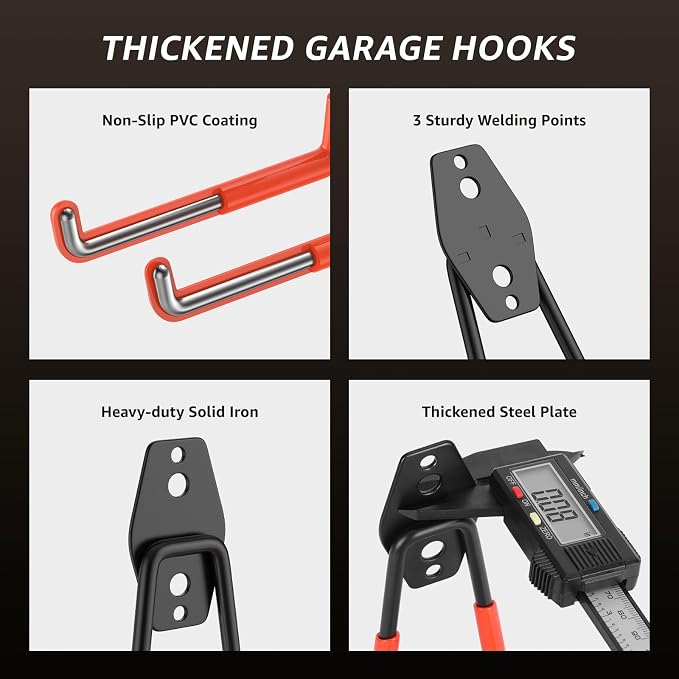 40 Pack Utility Steel Heavy Duty Wall Mount Garage Hooks, - Image 4