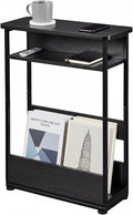 Vintage Narrow Side Table with Storage Shelf, 3 Tier Slim End Table Modern Sofa by YEAKOO