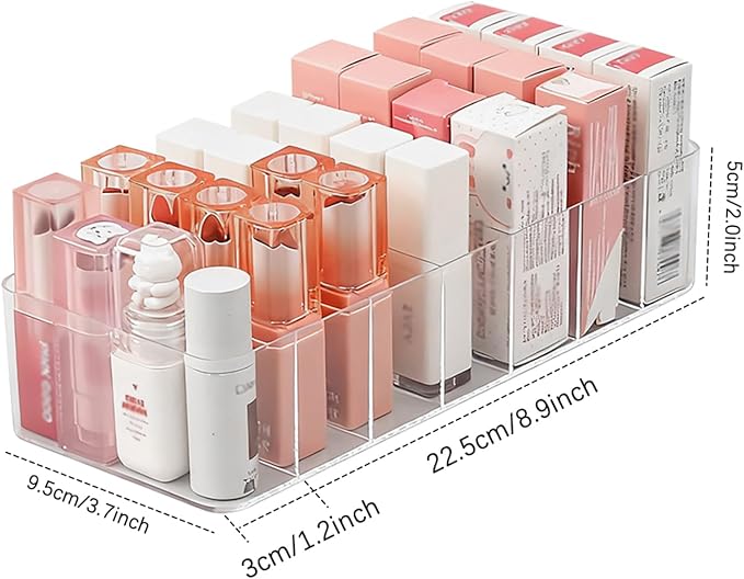 2 Pack Clear Acrylic Makeup Organizers, 7-Section Bathroom Organizer - Image 2