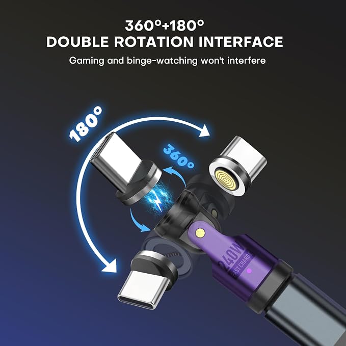 Magnetic USB C 90 Degree Adapter 240W, Can Be Type-C Cord Into Right Angle - Image 2