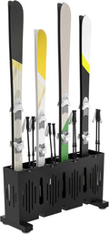 4-Pair Ski Storage Rack w/Width-Adjustable Fixing Bars, Heavy Duty Metal by Eastrexon
