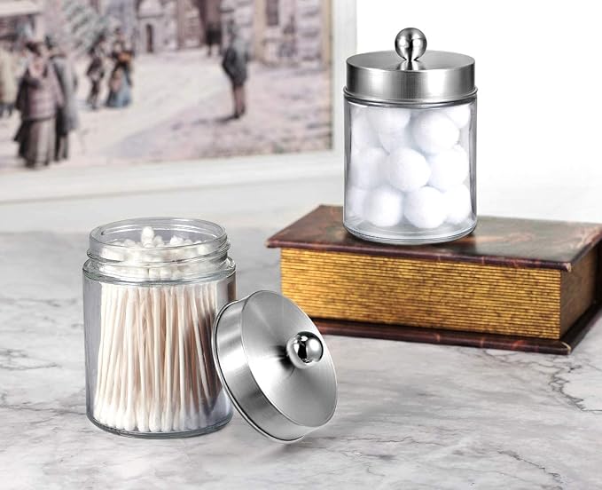 Amolliar 6Pc Apothecary Jars Bathroom Vanity Organizer- Rustic Farmhouse Decor - Image 6