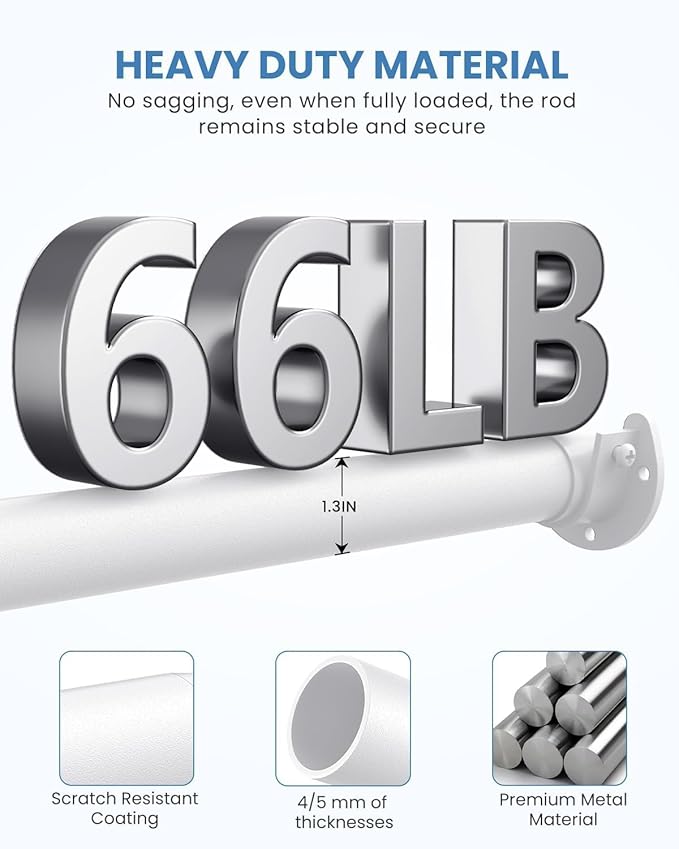 2 PACK Closet Rods for Hanging Clothes, 17 to 39 Inches Stepless Adjustable - Image 4