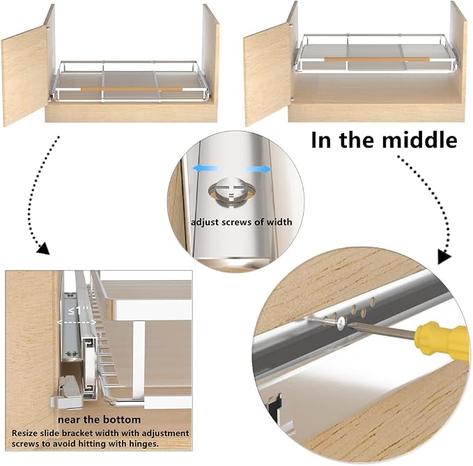 Expandable Pull Out Cabinet Drawer, Slide Out Shelves Heavy Duty Metal - Image 3