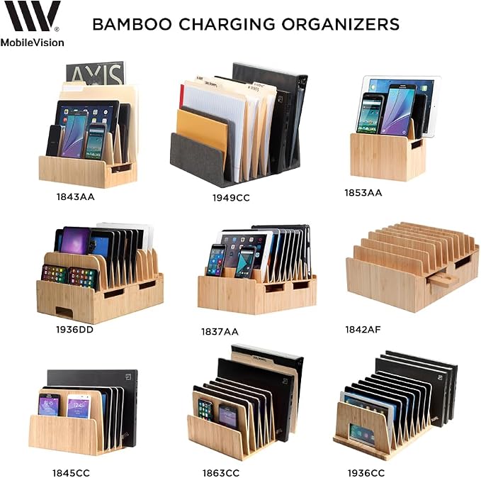 MobileVision Bamboo Charging Station & Multi Device Organizer Slim Version - Image 6